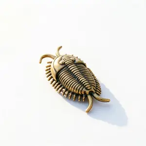 Multicellular Trilobite Brass Figurine, Ancient Insect Tea Pet Table Ornament, Copper Craft Collectible Artwork