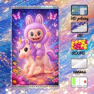 1pc-5D-DIY-Flocking-Cloth-Diamond-Painting-Kit, Choose from-AB-Drill-Fairy-Dust-Crystal-Unicorn, Rabbit, Flower-Diamond-Embroidery, Special-Craft-Diamond-Art-Kit, Wall-Decor, Gift for Family, Lover, Friends