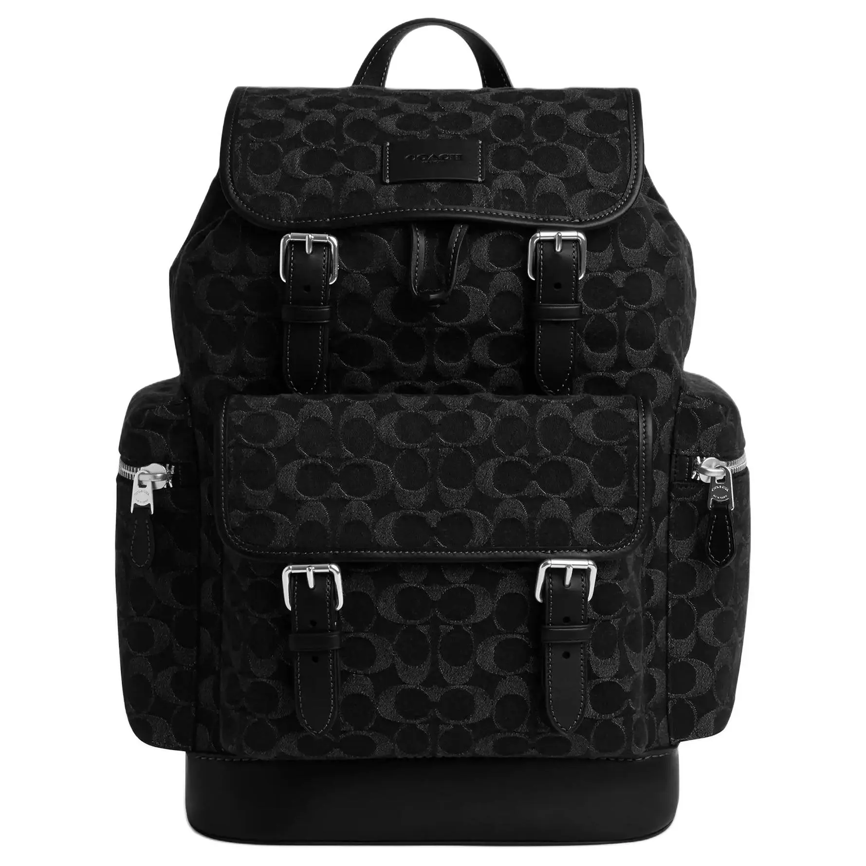 COACH Sprint 28 Classic Monogram Denim Backpack for Men, Large Size, Black