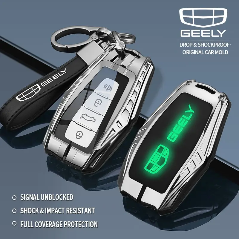 Suitable For Geely Monjaro Tugella Coolray Okavango Azkarra Preface Emgrand L ICON Xingyue L Boyue L Mecha-style zinc alloy key case car accessories interior Anti-Scratch Durable Wear Resistant Auto Key Protective carcasa