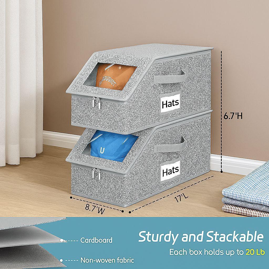 Cross-border multifunctional hat storage box for bedroom, large capacity, foldable, with cover, dustproof, zipper, baseball cap storage box
