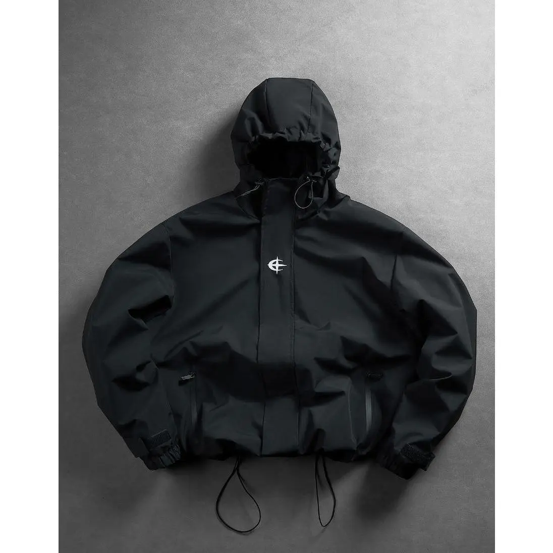 Men's Lightweight Windproof Hooded Rain Jacket, Water Resistant Zip Front Track Jacket, Breathable Black Outdoor Running Coat with Adjustable Hood, Casual Bomber Style Jacket for Travel & Hiking.