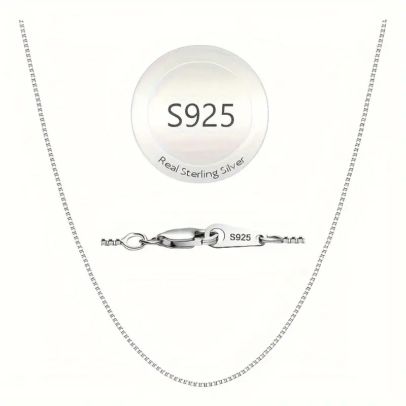 Sterling Silver S925 Women'S Necklace Box Chain with Lobster Clasp Dainty & Durable 16-24 Inches Adjustable Perfect for Pendants Women'S Jewelry Teen Trendy Accessory Chain/Necklace Christmas Gift Local Warehouse
