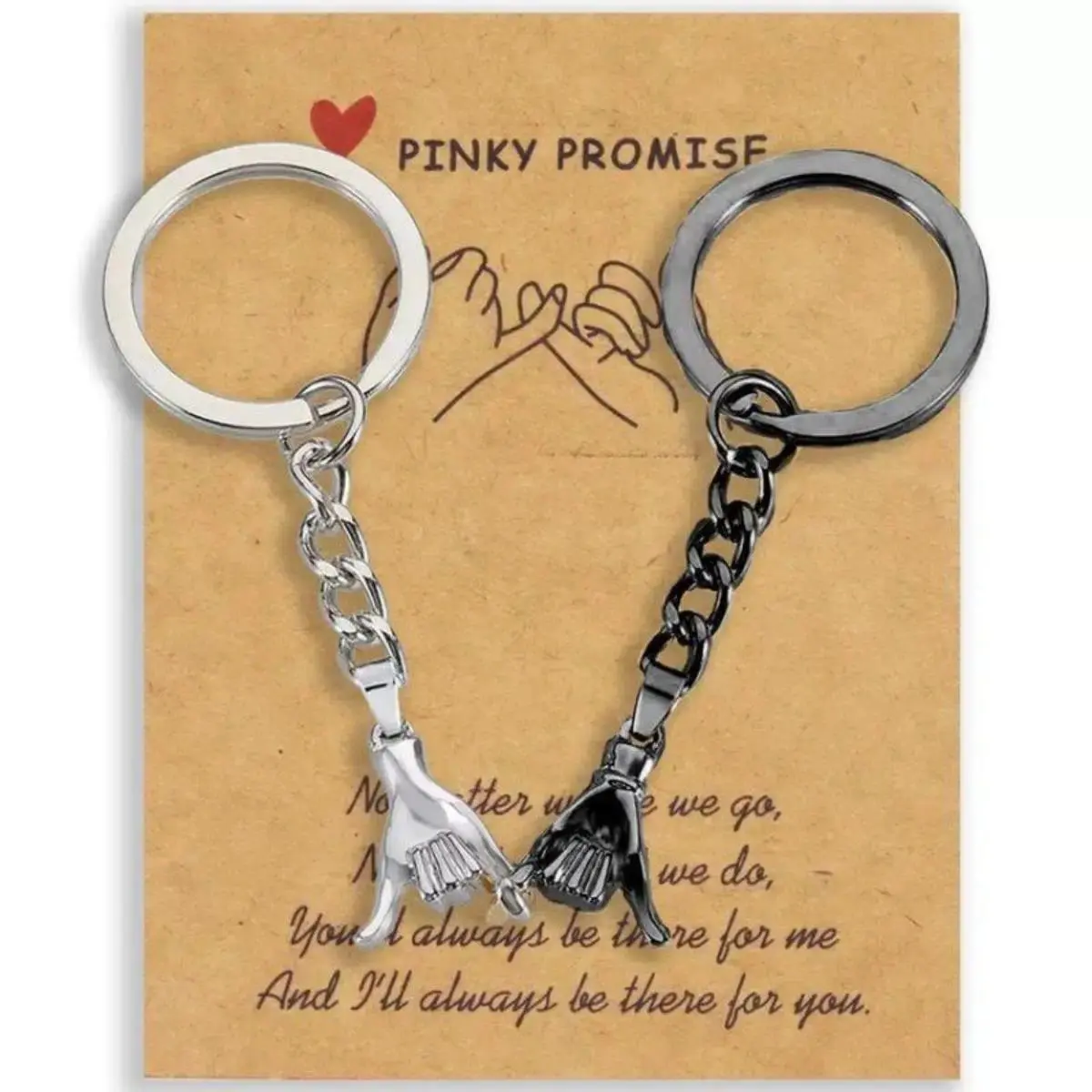 2PCS Pinky Promise Interlock Couple Keychains, Trendy Portable Matching Charms Durable Anniversary Keepsake Gift for Girlfriend Women