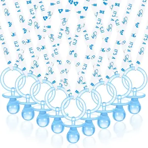 36 Pcs Shower Party Pacifiers Necklace Acrylic Pacifiers Party Favors Charm Necklace for Shower Decorations Gender Reveal Table Scatter(White, Blue)
