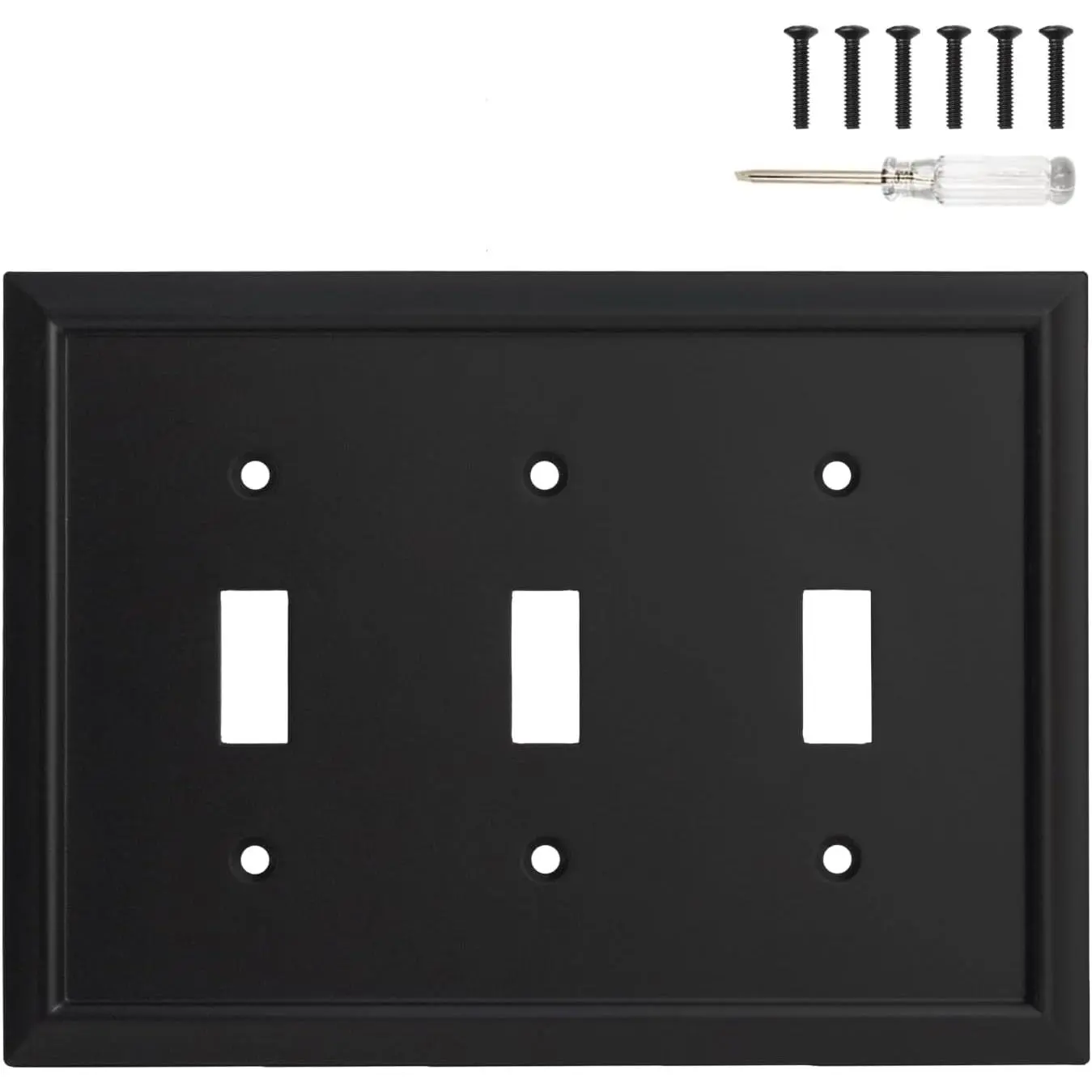 Wall Plate, Duplex Outlet Covers, Matte Black Light  Cover -   Fiber Electrical Outlet Cover Plate Variety of 13 Styles Decorator/Duplex/Toggle/Combo (3 Gang Toggle 1 Pack)