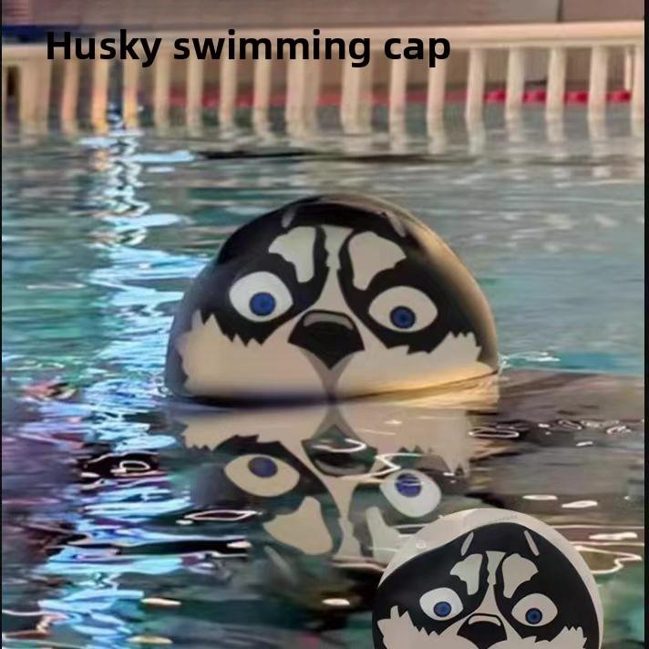 Husky silicone swimming cap is funny, high elasticity is increased, and it does not restrain the head. Cute swimming cap, the same waterproof swimming cap for men and women.