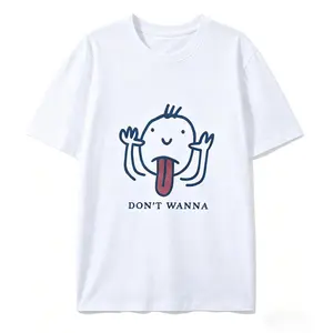 Don't Wanna Shirt, Funny Minimalist T-Shirt, Cute Tongue Out Tee, 100% Cotton Casual Top, Multiple Colors Available, Simple Funny Graphic Tee, Relatable "Don't Wanna" Quote T-Shirt, Lazy Humor Casual Top, Cute Cartoon Stick Figure Tee