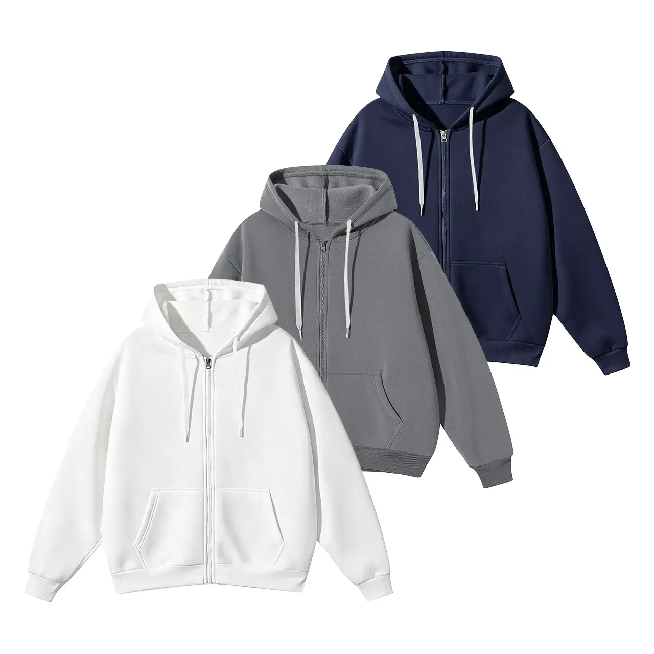 3 Pack Men’s Solid Zip Up Hooded Cardigan Sweatshirts, Modern Casual Outerwear Recognized as trending clothes And wardrobe winter For Relaxed Outfit Compositions And Smooth Collocation With Assorted Casual Bottoms