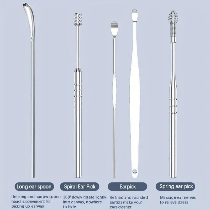 6 Counts/Set Ear Wax Remover Tool,Ear Wax Removal Tool Set with Storage Tube,Ear Cleaning Kit Ear Spoons Ear Picks Curette, Earwax Cleaning Supplies.