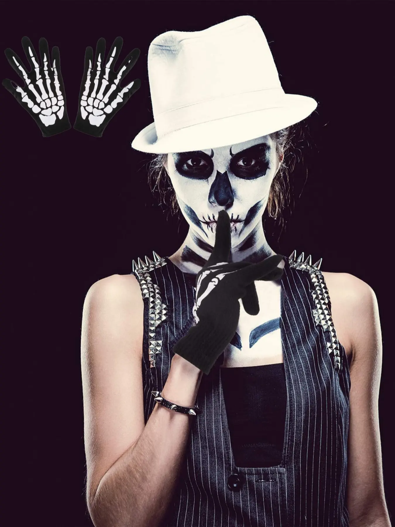 Halloween Skeleton Gloves, Ghostly Hand Accessories, Perfect for Theme Parties and Costume Events, Slim-Fitting Party Style
