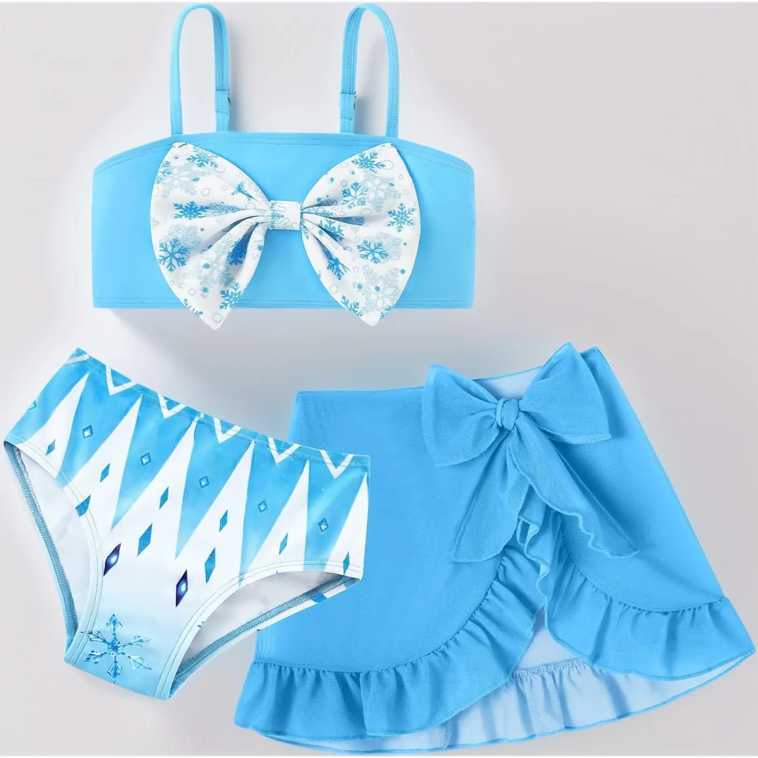 Baby Girls' 3-Piece Swimsuit Set - Toddler Bikini with Cover-Up, Summer Beach Bow Swimming Wear for 1-5 Years, Cover Ups Swimsuits