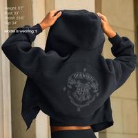 Fleece Crop Zip Charcoal Hoodie 