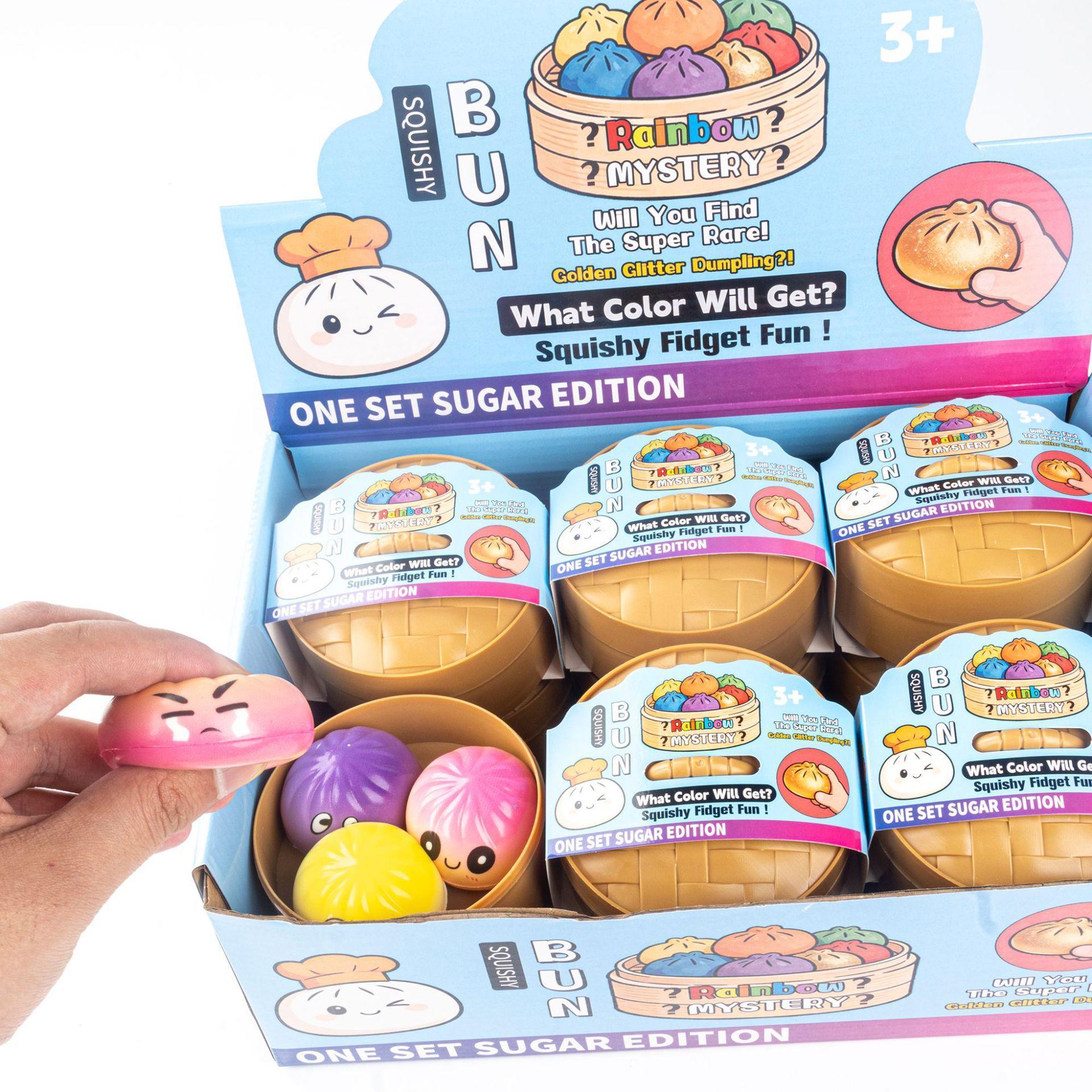 Surprise Rainbow Squishy Bun Toy Slow Rising Squeeze Fidget Toy with Steamer for Stress & Anxiety Relief Surprise Rainbow Squishy Bun Toy Slow Rising Squeeze Fidget Toy with Steamer for Stress & Anxiety Relief