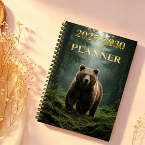 2027-2030 Monthly Planner/Calendar - January 2027 to December 2030, 4-Year Monthly Planner, Big Brown Bear Theme Cover Design Notebook, Annual Calendar Planning, Monthly Tabs, 48-Month Calendar, 5.5 x 8.3 Inches Thickened Paper, Elastic Cover, Durable Dou
