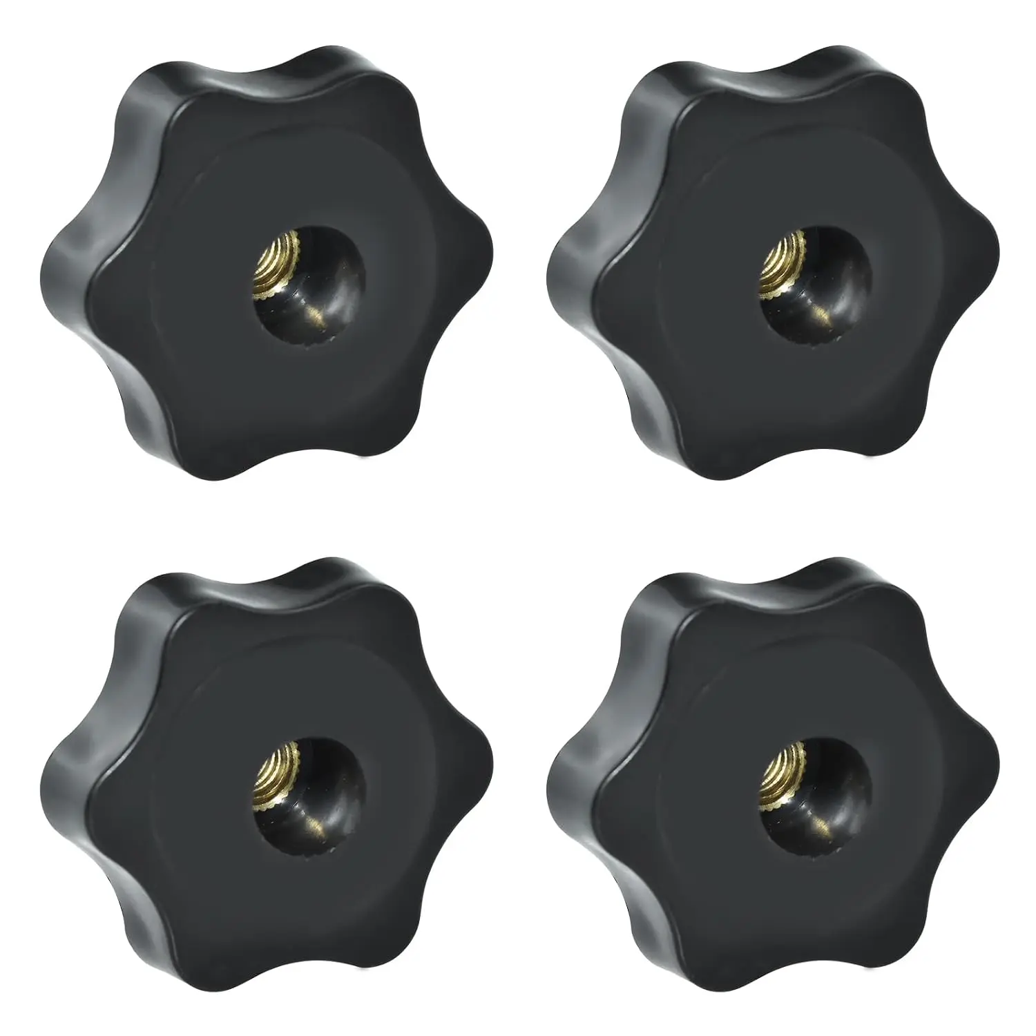 4 count 1/4"-20 Inch Knob Black Nylon Screw- Type Thru | Threaded Knob Nuts 6- Shape Hand Tighten Clamping Knobs