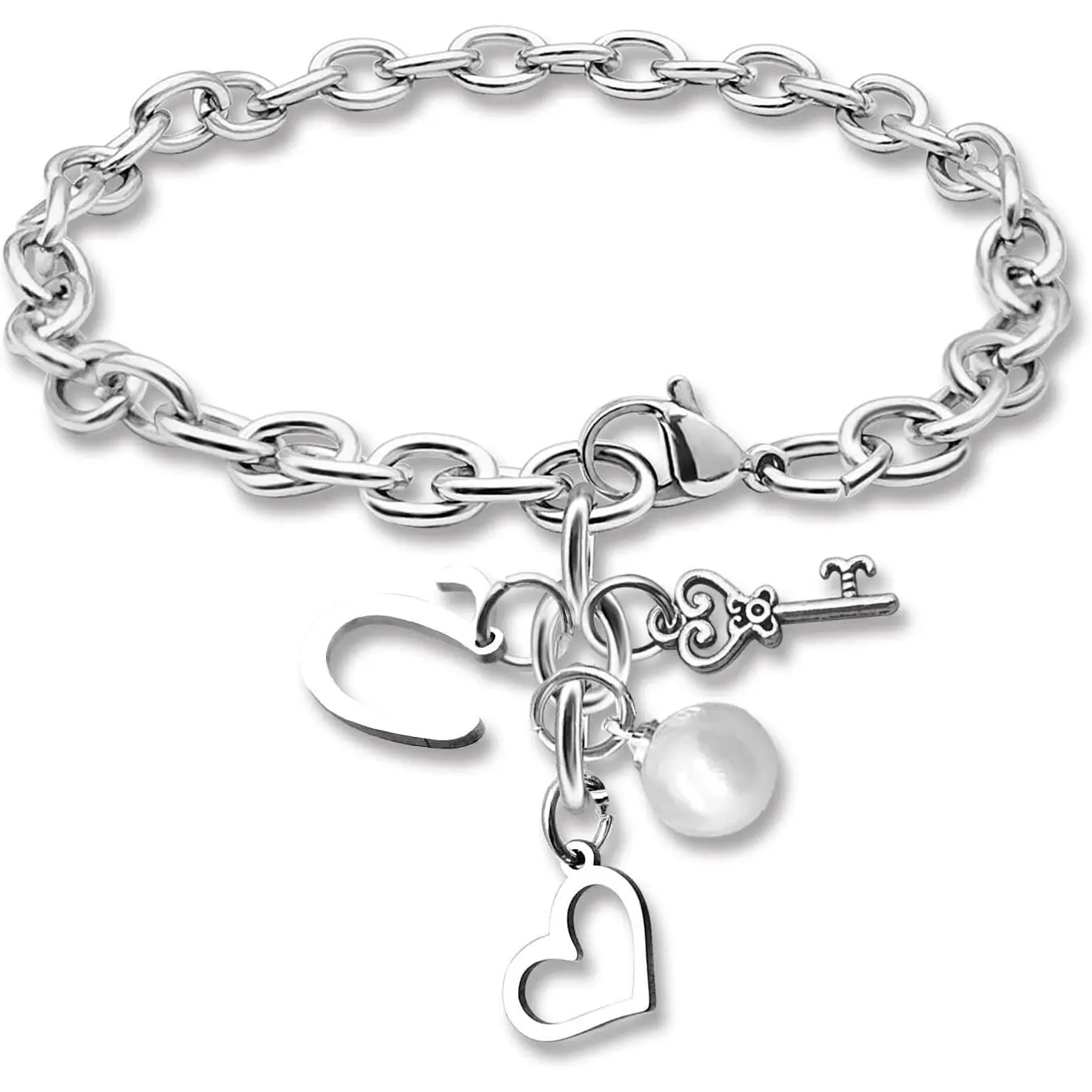 Initial A-Z Bracelets  for Women Girls Stainless Steel Chain Bracelet 26 Alphabet  Gifts for Birthday Anniversary Letter Bracelet Monogram Gifts for Sister  Girlfriends Mom 8.26 Inch