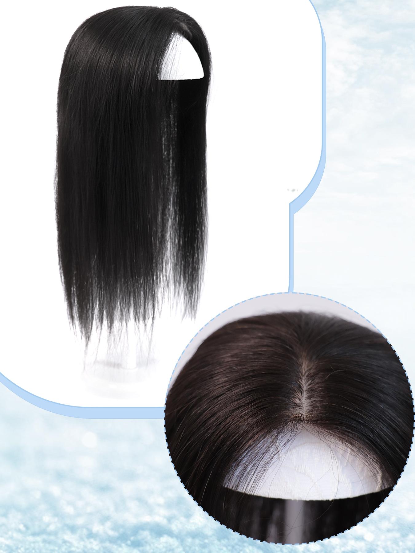 100% Real Human Hair Wig Topper, Natural Looking Hair, Medium Length 16-18 Inches, Lightweight Breathable Lace, Handmade 3x4 Area, Suitable for Women