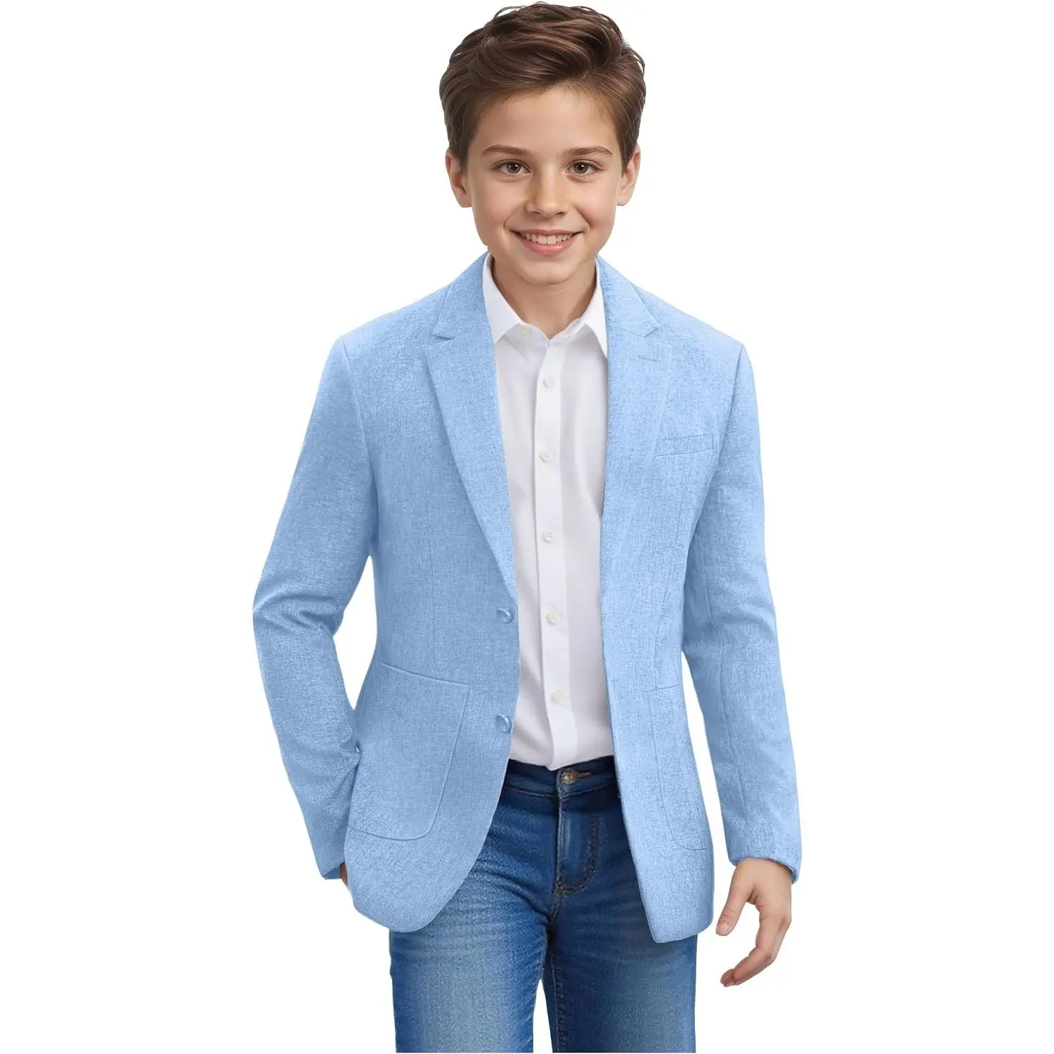 Boys Lightweight Blazer Sport Coat Formal Wedding Summer Casual Jacket(Gift)