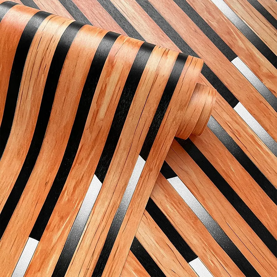 Chinese Retro Glitter Grid Stripe 3D PVC Self-Adhesive Wallpaper, DIY Home Decor Background Wall Paper, Easy Installation, Durable Material