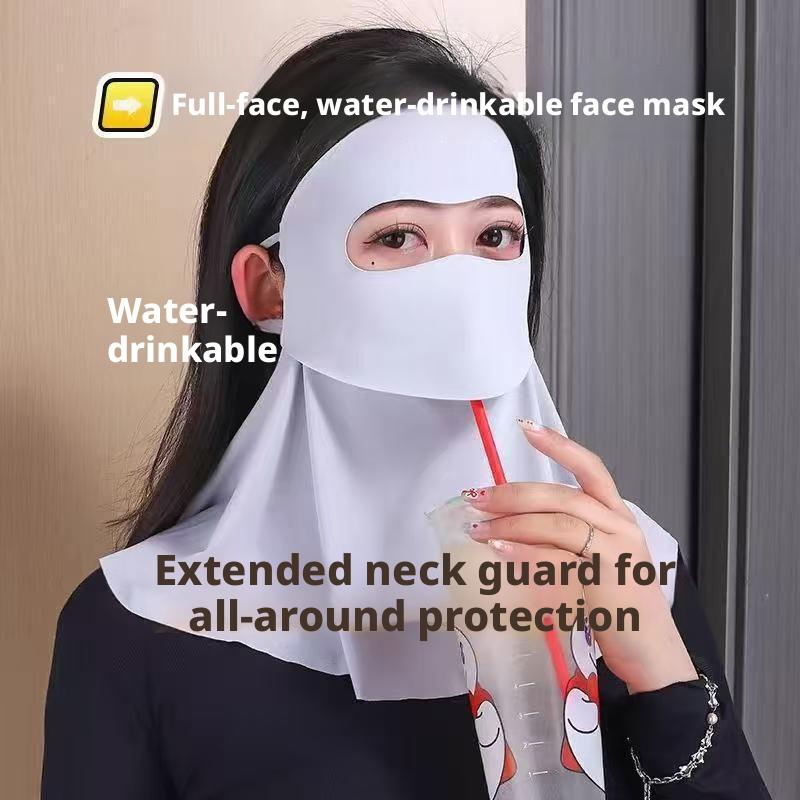 2026 New Model: Women's High-Style Sun Protection Mask with UV Protection, Neck Guard, and Water-Drinking Feature, Made of Ice Silk for Summer, Full-Face Mask 2026 New Model: Women's High-Style Sun Protection Mask with UV Protection, Neck Guard, and Water-Drinking Feature, Made of Ice Silk for Summer, Full-Face Mask
