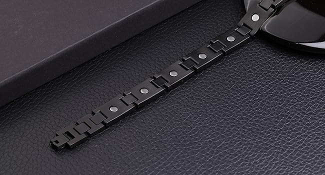 Magnetic Bracelets for Men Pain Relief, Stainless Steel Magnet Therapy Bracelets with Unique Blue Carbon Fiber & 3500 Gauss Powerful Neodymium Magnets, Adjustable with Sizing Tool