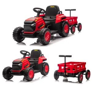 Summervibes Flash sale toy items Kids Ride On Tractor with Detachable Trailer, 2.4G Remote & Manual 2 Modes, 12V Battery Powered Electric Car, Bluetooth Music, LED Lights, Safety Belt for Toddlers Outdoor Indoor Play