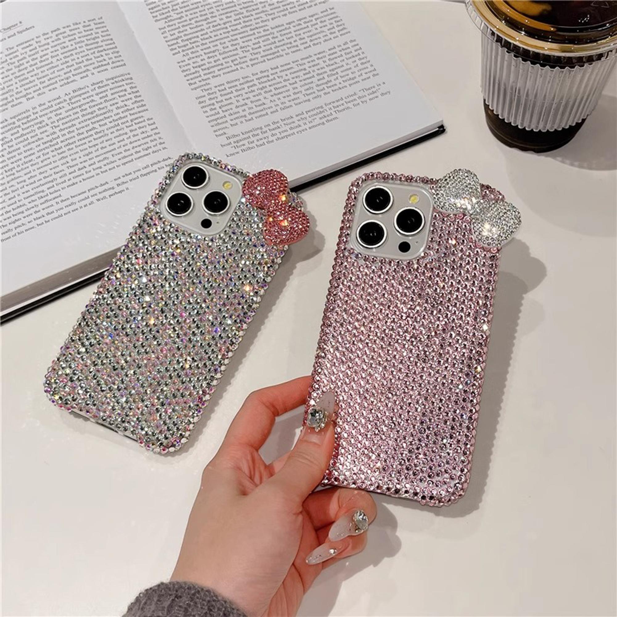 Bow Decor Phone Case, Smartphone, 1 Count Rhinestone Decor Phone Protective Cover, Phone Accessories Compatible with iPhone, Casing, Aesthetic