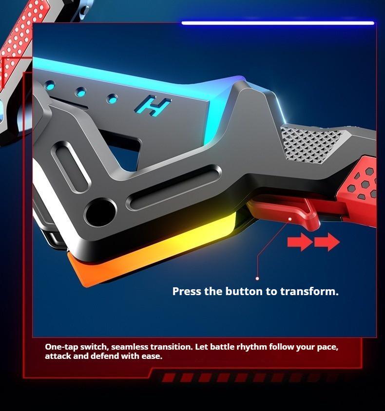 2-in-1 Sword & Axe Prop for Boys, 7-Color Luminous Spray Transformable Light Saber, Glowing Cosplay Weapon Prop, Interactive Deformable Axe-Sword Gift with Lights, Fun Role-Play Prop for Kids lead street