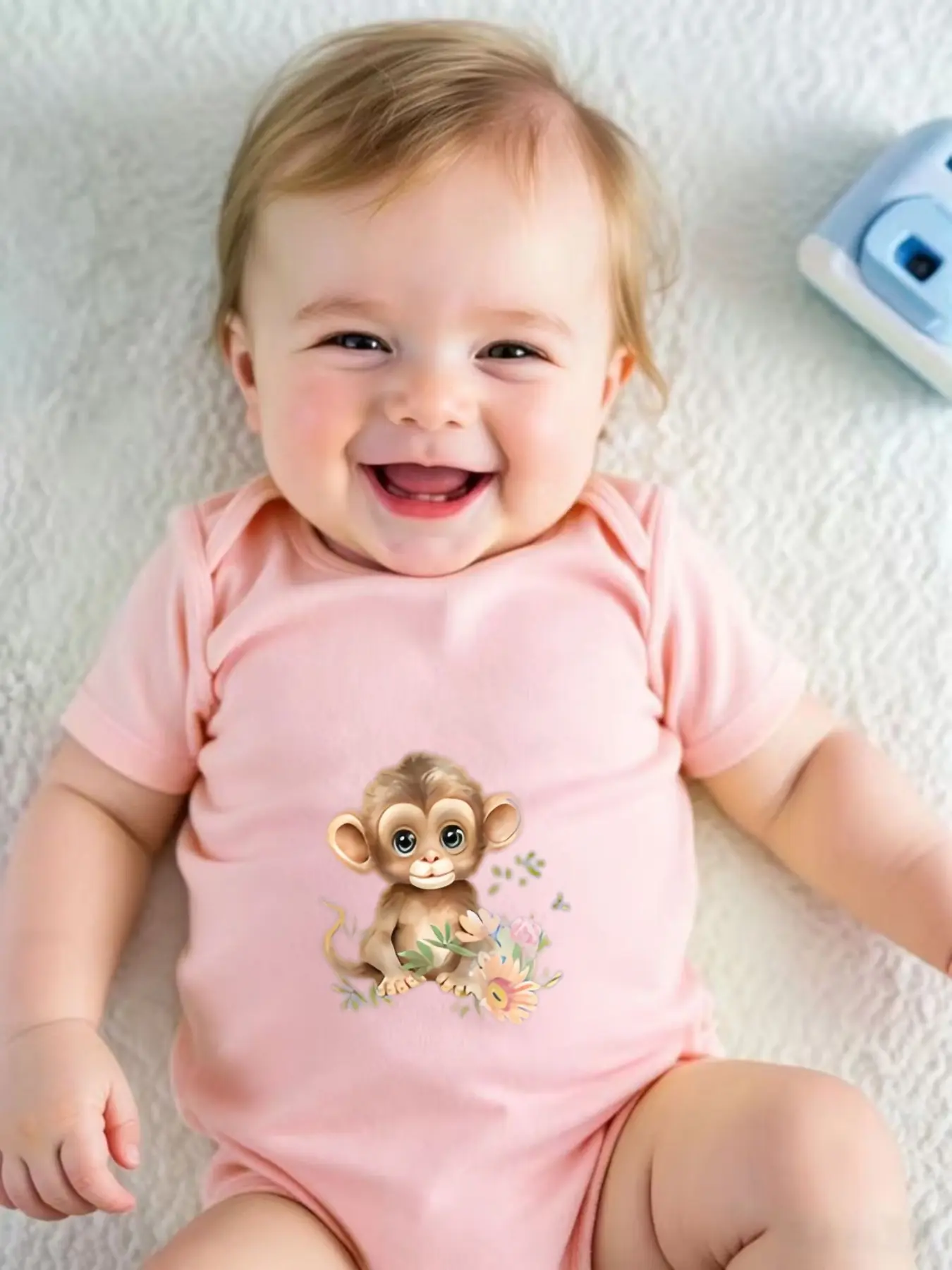 Baby Jumpsuit with Monkey Print, Cute Casual for Daily Crawling and Outdoor Wear, Unisex Newborn Clothes, Perfect Gift for Infants