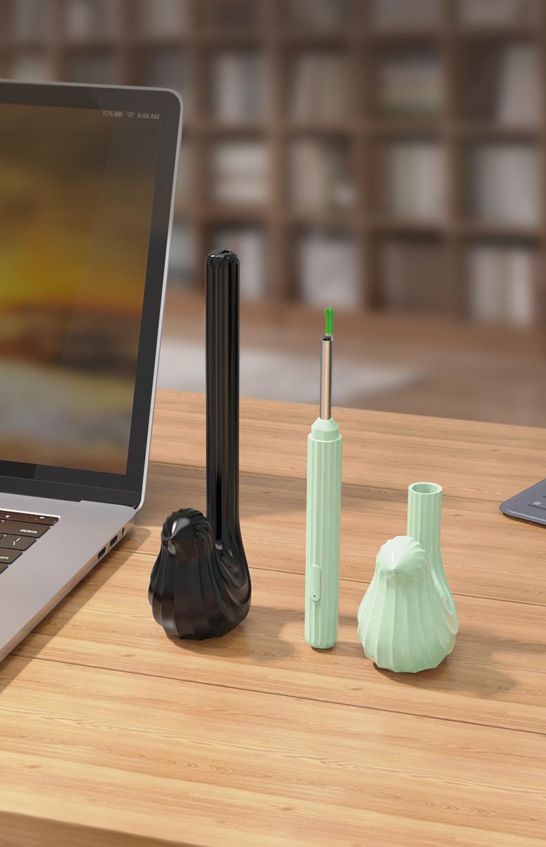 JPHYLL Wireless Visual Earpick with 6 LED Camera 1080P HD Resolution Type-C Charging 8 Accessories for iPhone & Android Ear Cleaning Tool - Green-Bird