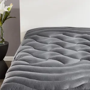 Cooling Queen Mattress Topper, Premium Zoned Cool Mattress Pad Cover, Padded Mattress Protector Breathable Washable, Deep Pocket 8-21" (Grey, Queen)