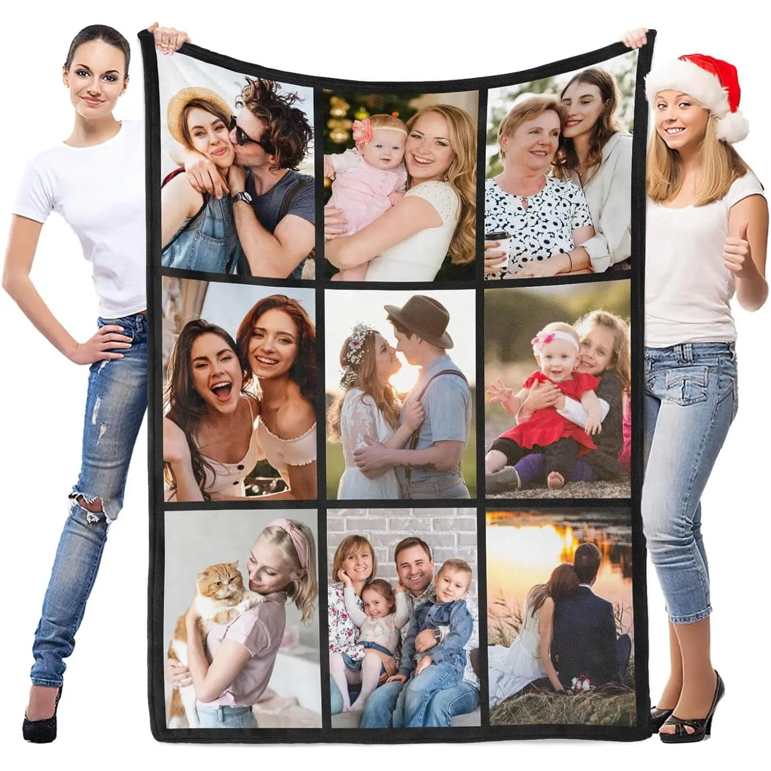 Custom Blanket with Photo, Personalized Blanket, Print Lightweight Air Conditioning, Customized Photo Blankets, Customizable Picture Blankets, Anniversary Photo Gifts for Women Men Her Him Mom Dad Family