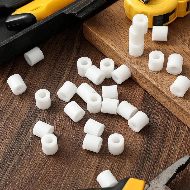 120/160 Pcs Nylon Round Spacer Standoff Screw Nut Assortment Kit, White Nylon PA66 Plastic Standoff OD 11mm and ID 6.2mm Length