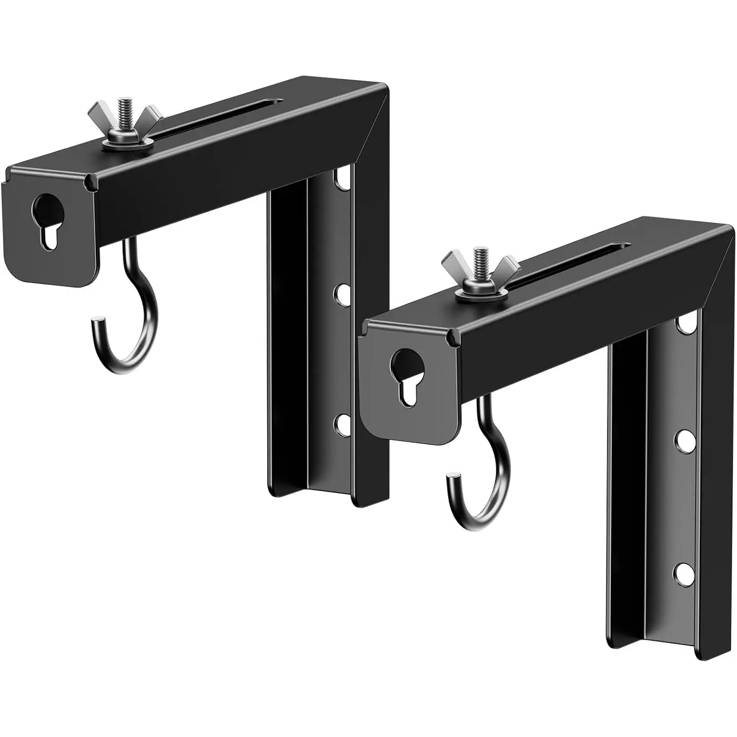 Projector Screen Ceiling Mount L-Brackets, Wall  Mount 6 inch Adjustable Extension with Hook Kit, Hold up to 66 lbs, for  Projector and Movie Screens, Black