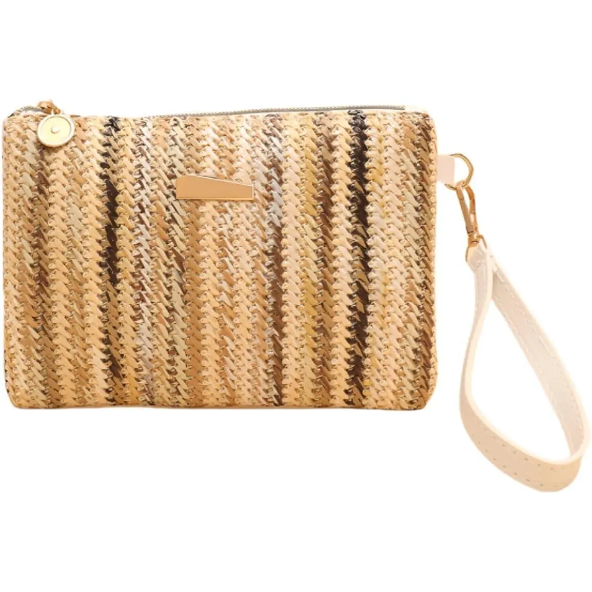 Straw Clutch Bag 5.5 x 7.8 inch Handbag Clutch Purses  Bag Summer Rattan Bags Zipper Wallets for Women