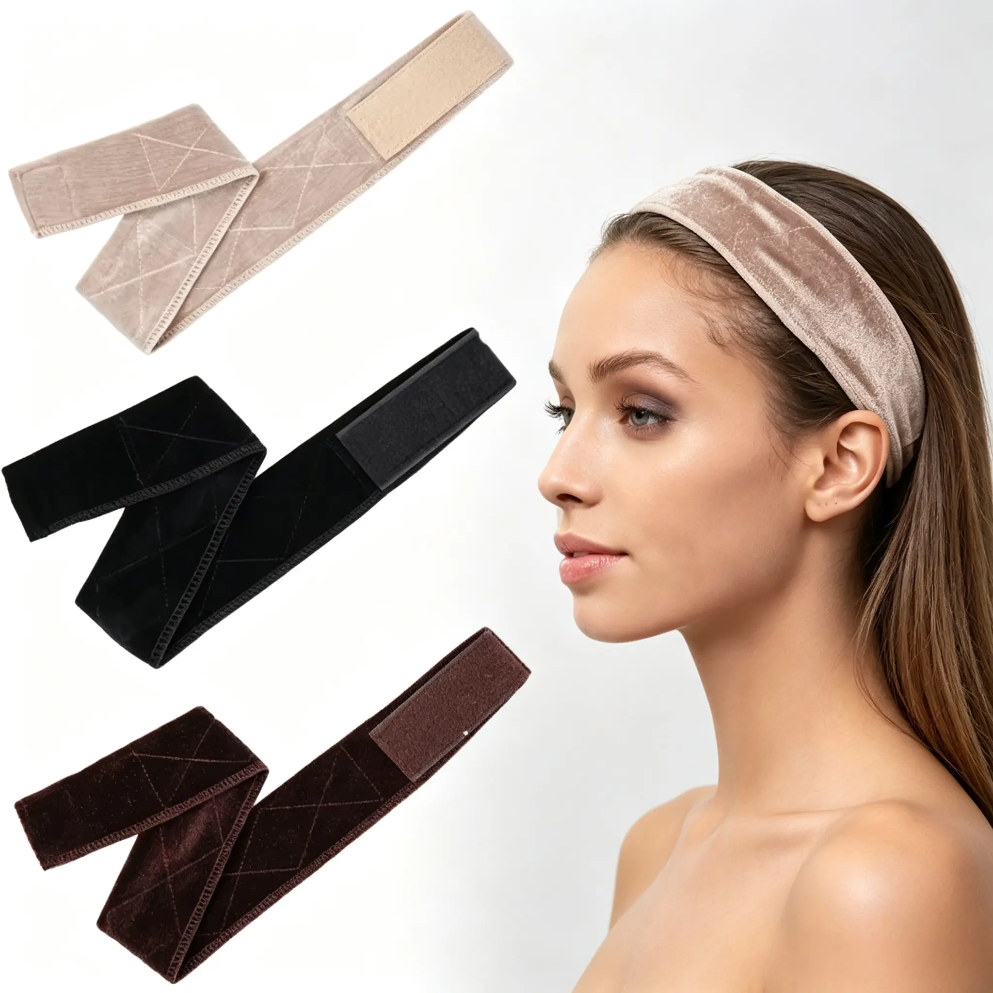 Non-Slip Wig Grip Headband for Women, Soft Velvet Adjustable Wig Band, 5.5cm Wide Comfortable Hair Wrap for Secure Wig Hold