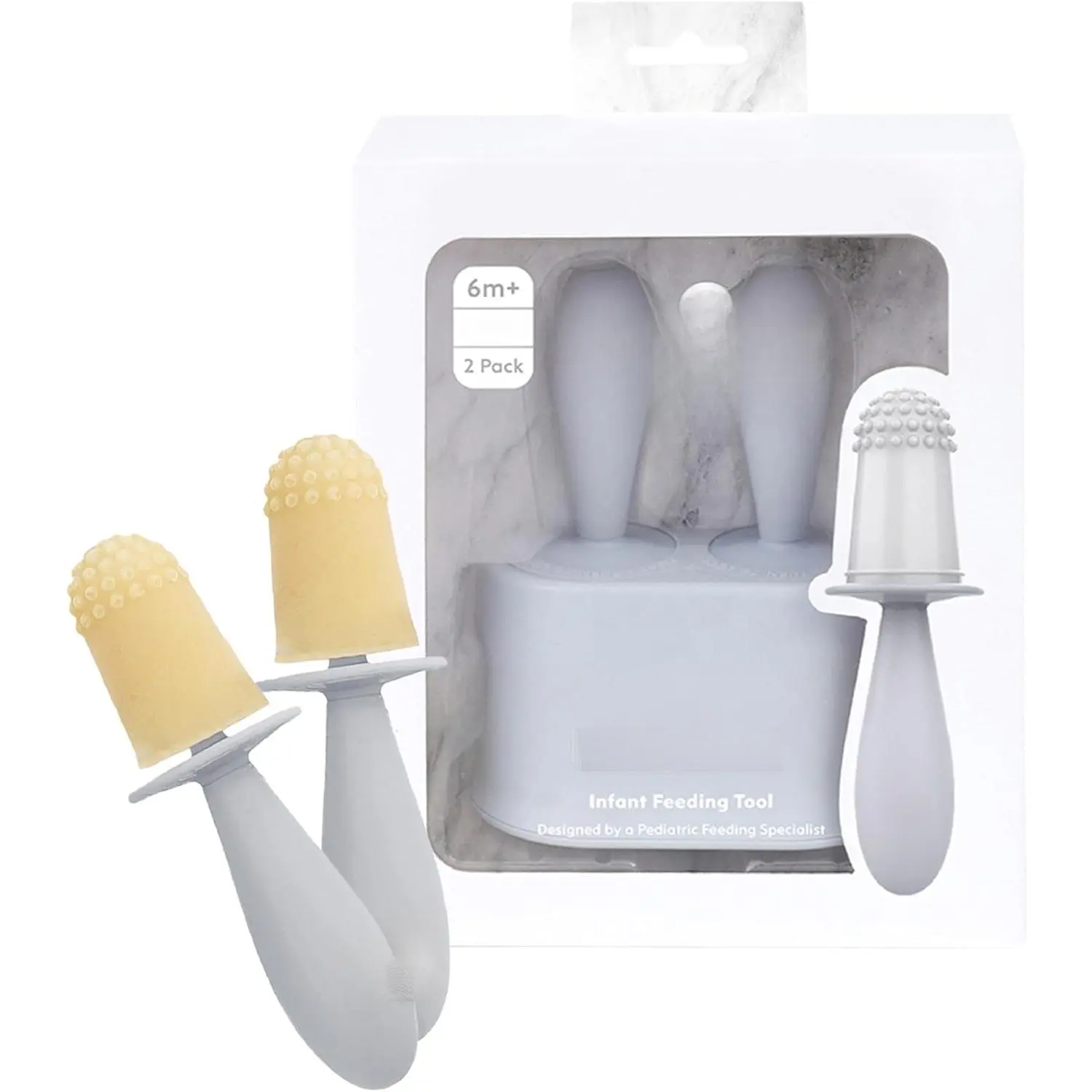 (Pewter) - 4 Months+ - Popsicle Mold Set with Two Wands  Infants - Baby-Led Weaning + Teething Essentials New model spoon dinnerware