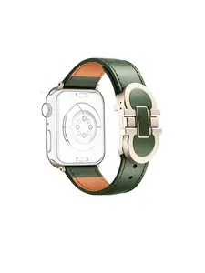 Leather Strap with Luxury D Buckle for Apple Watch All Series, Stylish Accessory for All Seasons, Perfect Fit for Any Model