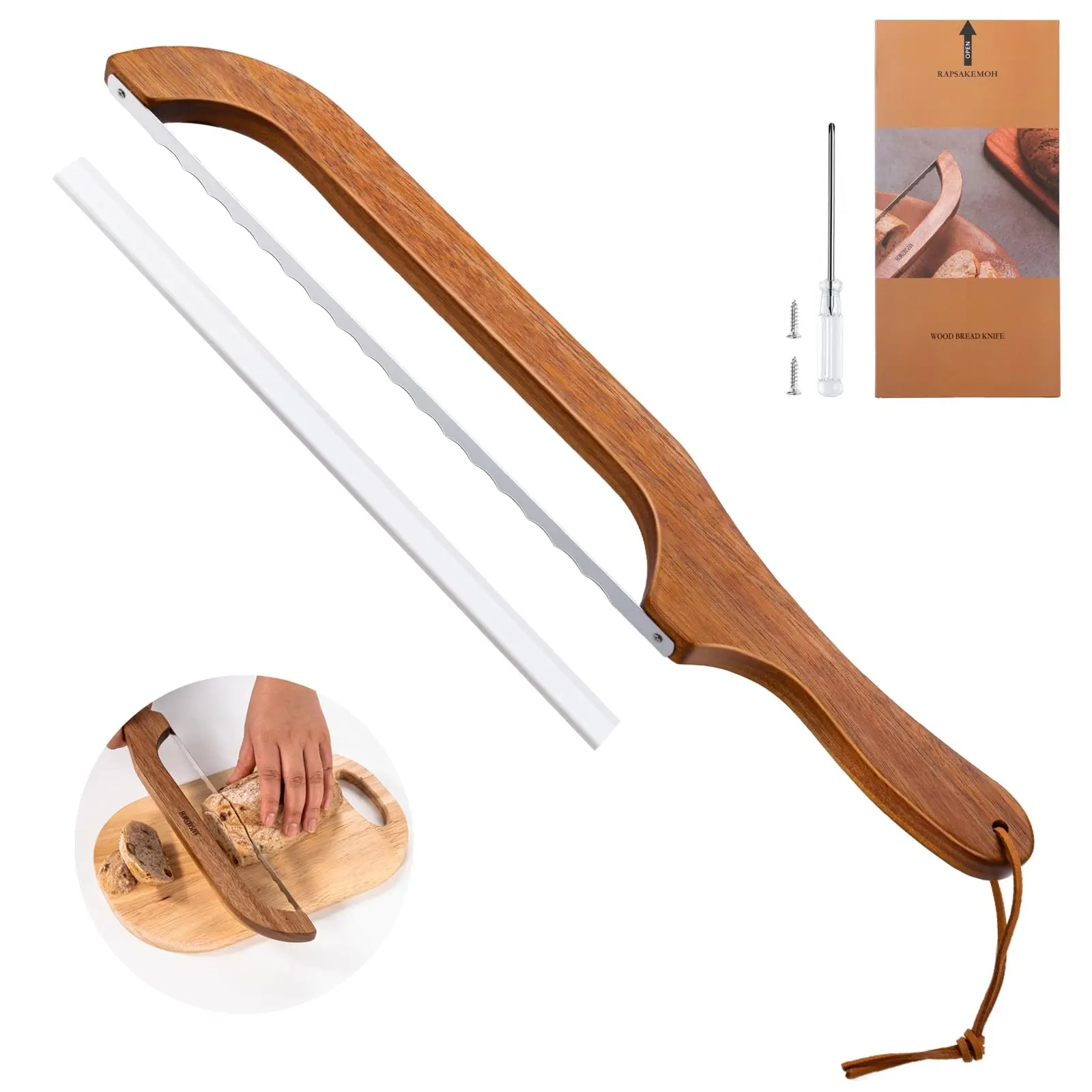 Acidic Dough Knife, Homemade Bread Slicer, Even Cutting, 15.7 Inches, Bow Design, Easy to Slice Uniformly, French Baguettes