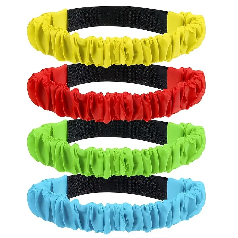 4pcs Three-Legged Race Leg Bands, Colorful Adjustable Elastic Ties, Velcro Leg Straps for 2-Person Race, Team Party Games Accessories