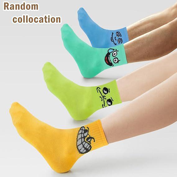 5/10PAIRS Men's Funny Embroidered Crew Socks, Colorful Expression Mid-Calf Socks for Casual Daily Wear