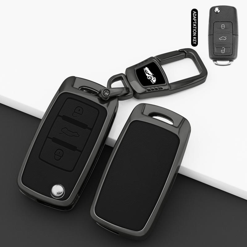 Zinc Alloy Leather Car Key Cover for Volkswagen VW Polo Golf Passat Tiguan Beetle Caddy T5 Eos Skoda Octavia Seat Leon Altea, Car Key Protector, Car Key Accessory, Car key Gift