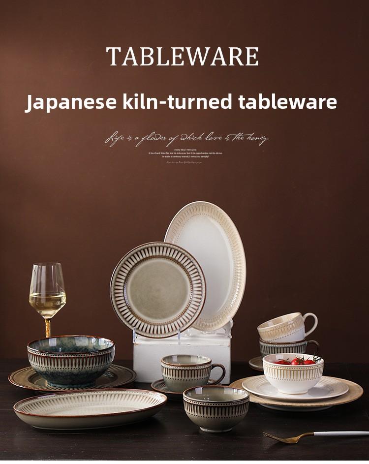 Ceramic cup latte art coffee cup and saucer set for couples, vintage style coffee cup, Japanese ins light luxury retro