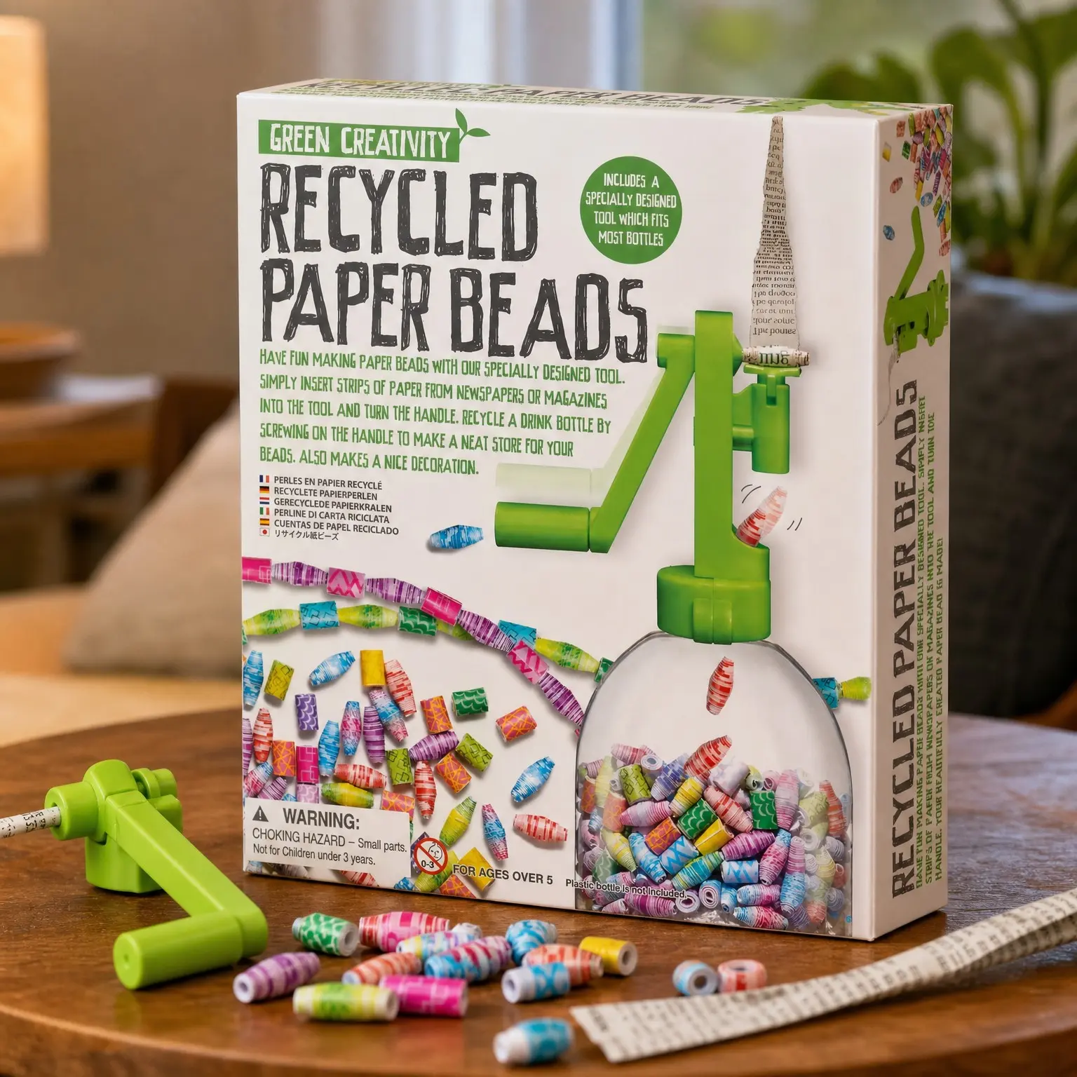 Eco-Friendly Recycled Paper Beads Kit – Jewelry Making Set with Tool & Instructions to Transform Scrap Paper into Unique Colorful Bead CraftsGift