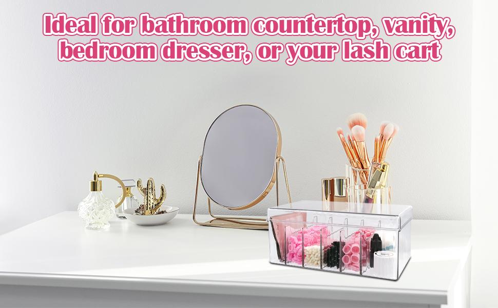 Acrylic Lash Cart Organizer for Lash Techs – Clear Storage Box for False Eyelash Extensions, DIY Lashes & Brows at Home, Separated Lash Trays with Dividers