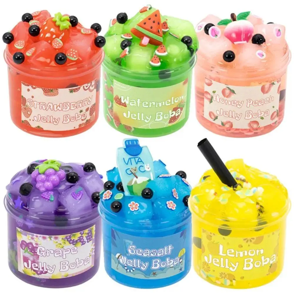 300ml Transparent Non-Sticky Soft Fruit Theme Crystal Slime Kit with Crunchy Glitter - Unisex Stress Relief Toy for 12+ Years, Party Favors, Fine Motor Skills & Children Development