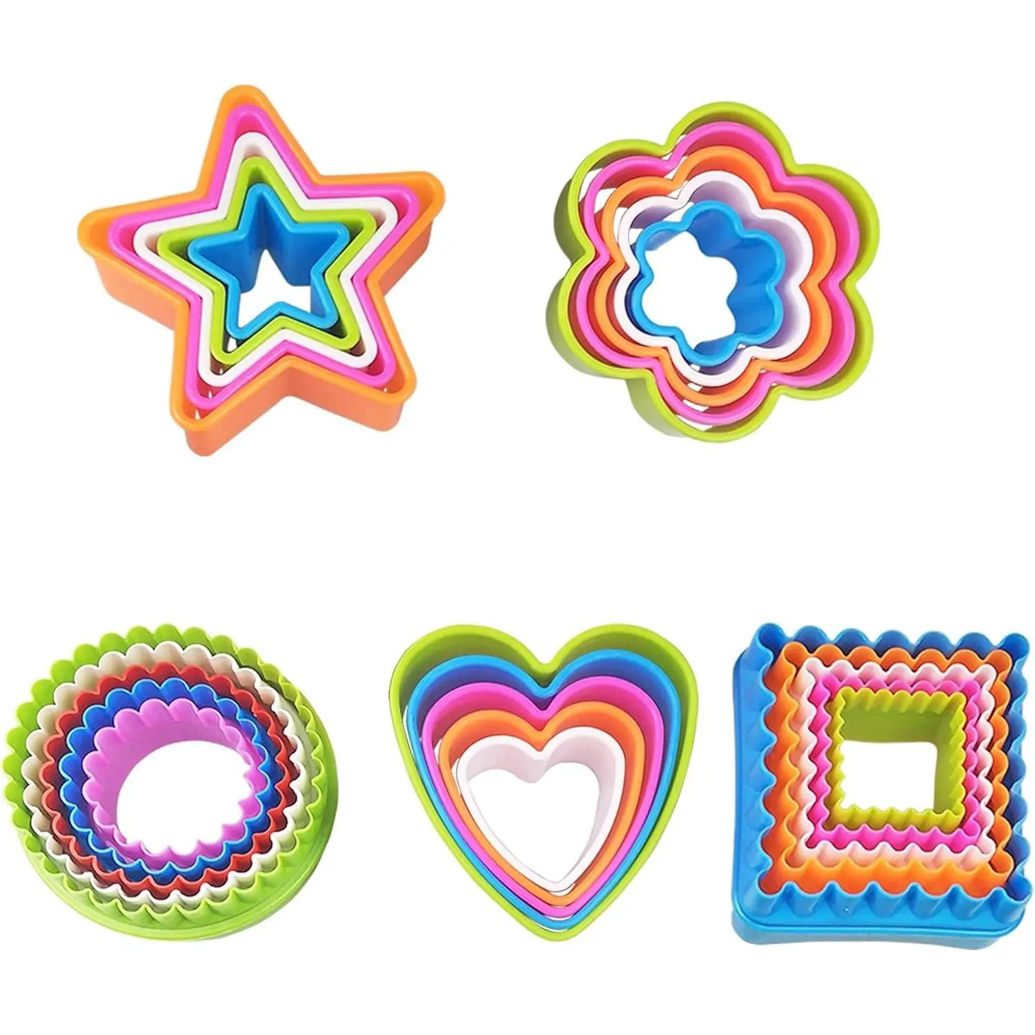 25 PCS Multi-Size Cookie Cutter Set, Various Shapes Cutters for Sandwich, Fondant Cake, Fruit, Vegetable