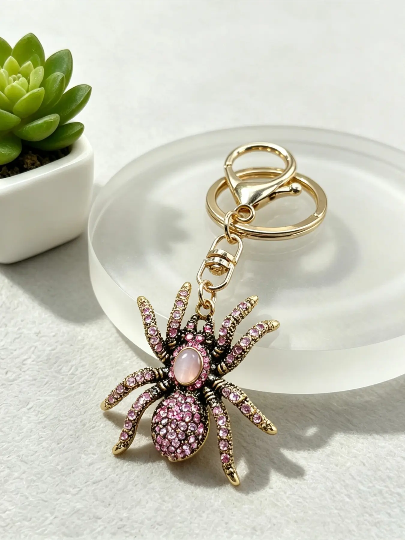 Vintage Rhinestone Spider Keychain, Halloween Gothic Tarantula Pendant Key Ring, Bag Charm for Car Keys Backpack Purse, Gift for Gothic Fans & Halloween Decor