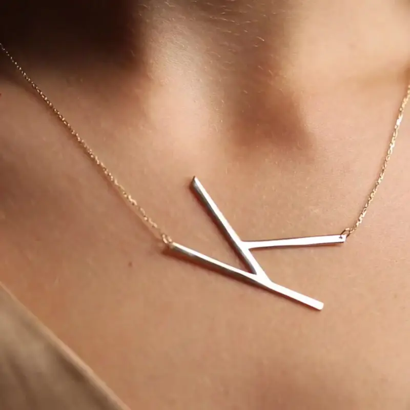 Women's Stainless Steel Letter Pendant Necklace - Hollow Heart Link Chain, Elegant Minimalist Costume Jewelry for Daily Wear